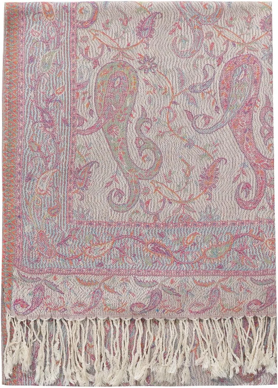 Umjetnost Womens Soft Silky Pashmina Rave Scarf Paisley Pattern Pashmina Shawl Wrap with Fringes