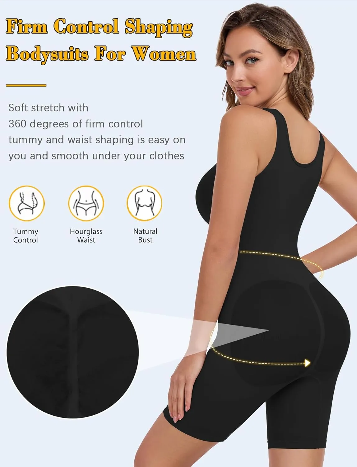 VVX Shorts Bodysuit for Women Tummy Control Shapewear Body Shaper Butt Lifting Workout Bodycon One Piece Jumpsuit