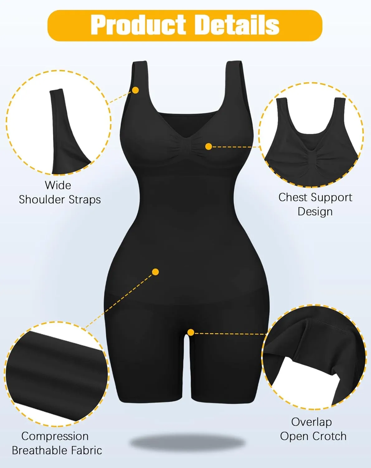 VVX Shorts Bodysuit for Women Tummy Control Shapewear Body Shaper Butt Lifting Workout Bodycon One Piece Jumpsuit