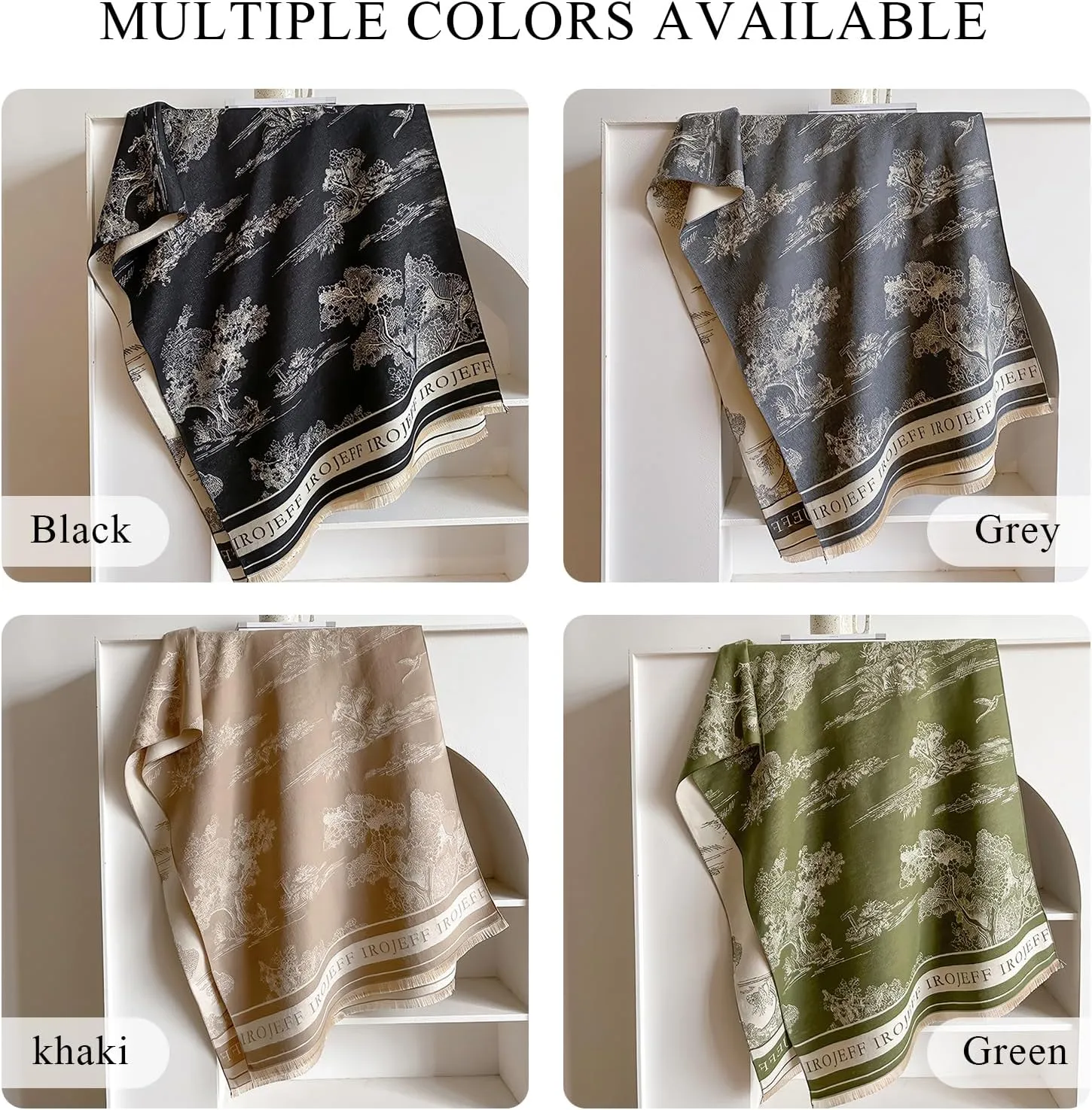 Warm Scarf Cashmere Shawl Women Artistic Landscape Painting Reversible Scarf With Tassel Large Long Pashmina Stole