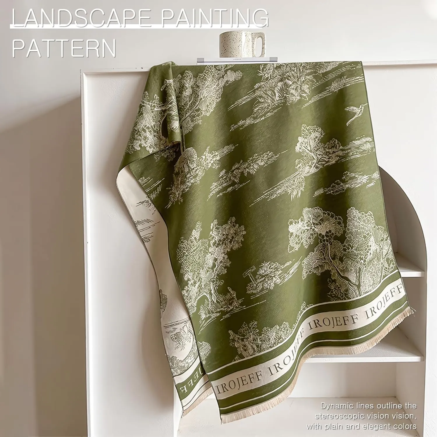 Warm Scarf Cashmere Shawl Women Artistic Landscape Painting Reversible Scarf With Tassel Large Long Pashmina Stole