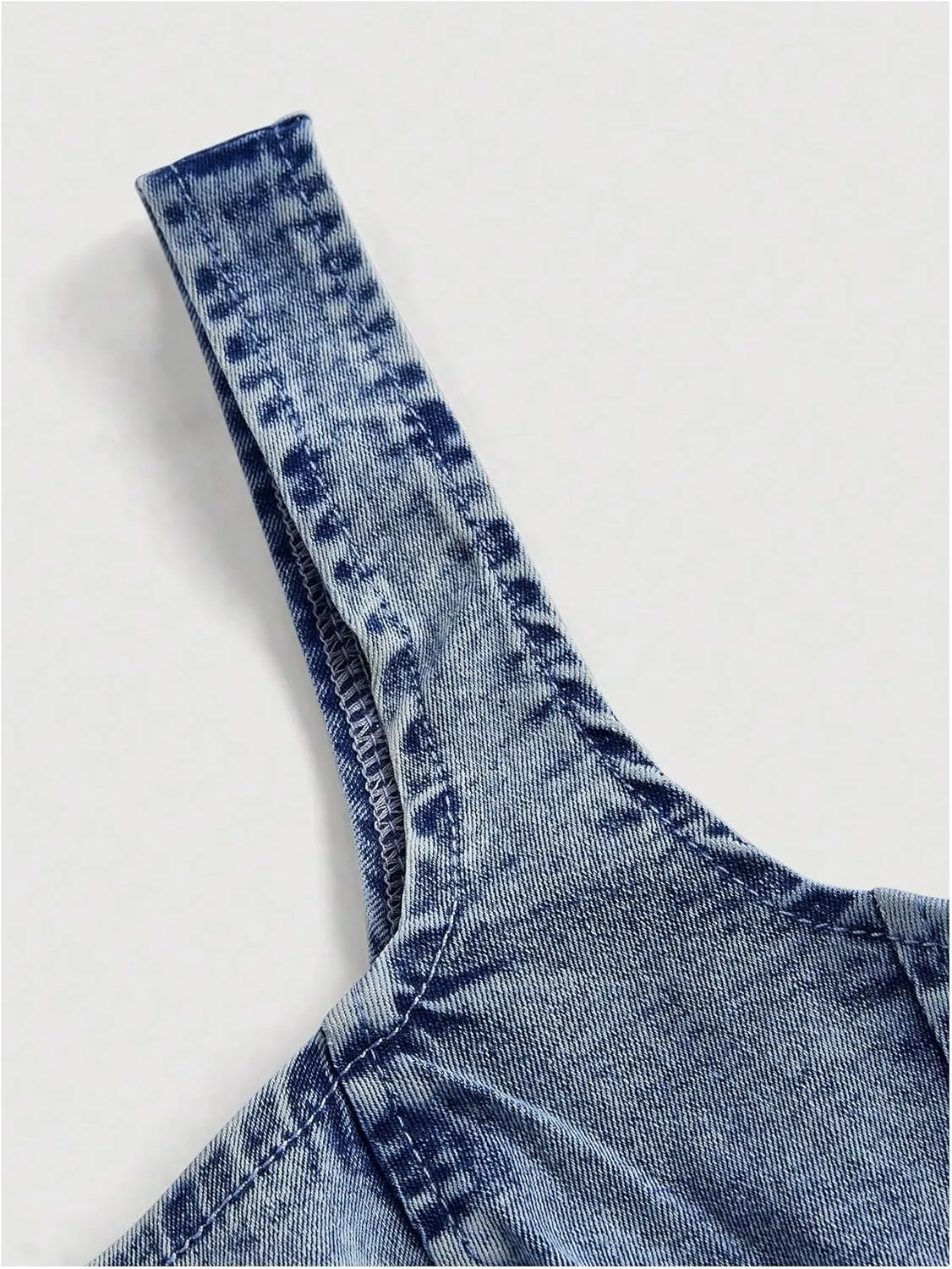 WDIRARA Women's Denim Corset Tank Top Asymmetrical Hem Crop Tops Sleeveless Zip Up Back Tanks