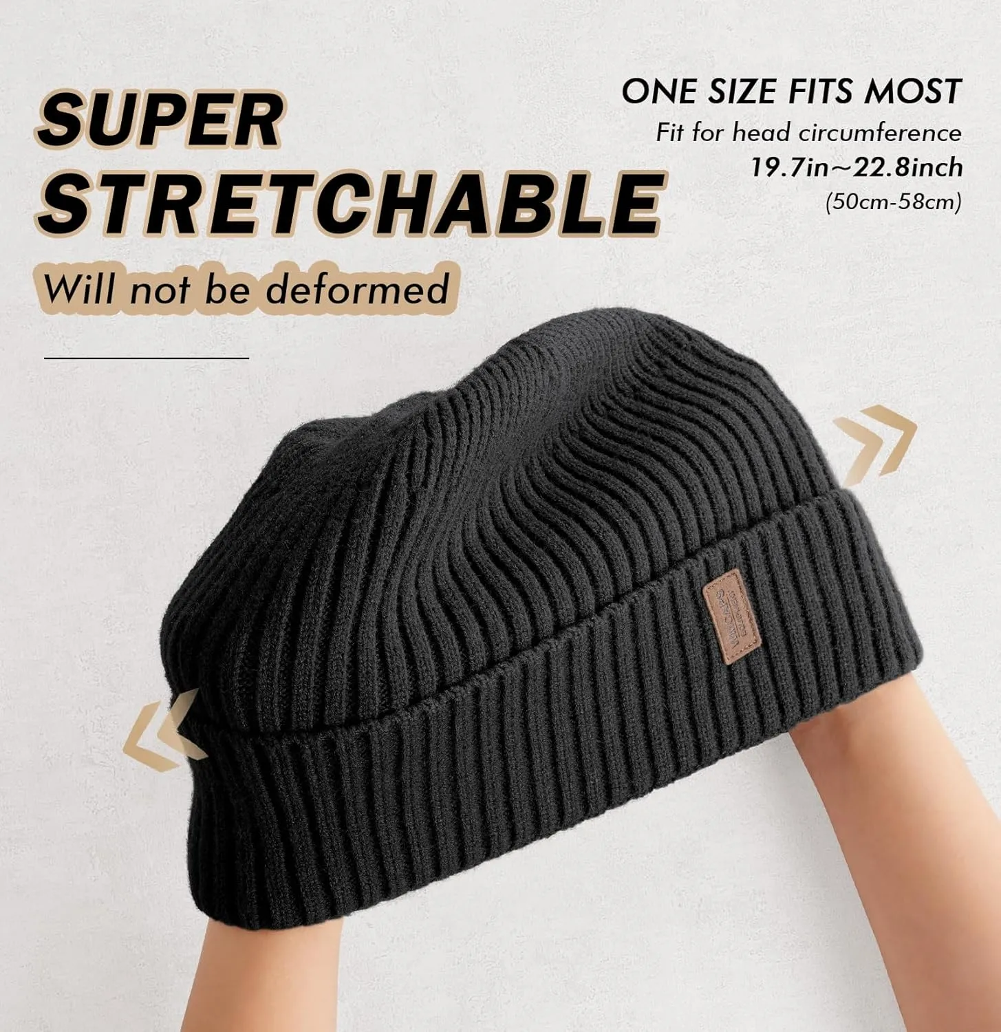 Wmcaps Warm Beanie for Men Women, Fleece Lined Beanie Warm Winter Caps Unisex Fashion Knit Cuffed Cap