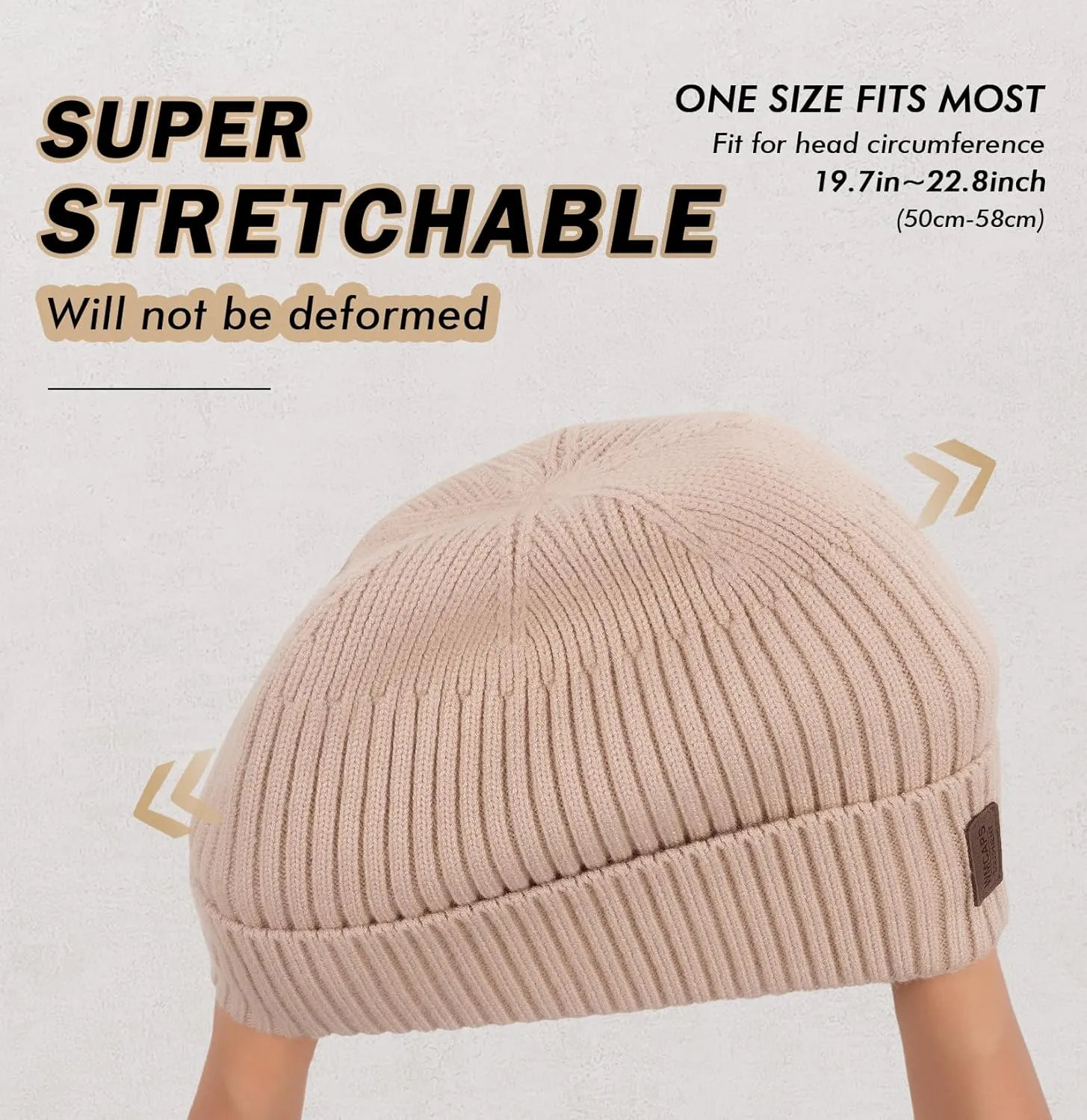 Wmcaps Warm Beanie for Men Women, Fleece Lined Beanie Warm Winter Caps Unisex Fashion Knit Cuffed Cap