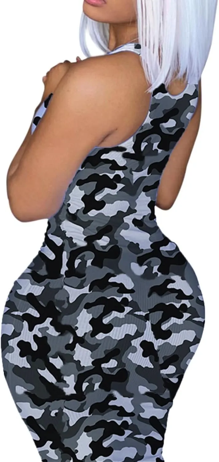 Women Bodycon Maxi Tank Dress, Sexy Deep U Neck Ribbed Solid Color Party Wrap Long Dresses