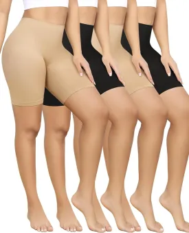 Yeblues 4 Pack Slip Shorts for Under Dresses Anti Chafing Underwear Seamless Comfortable Smooth Yoga Biker Workout Shorts